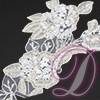 Schiffli on Organza Beaded Motif Pair with Rhinestone Accent